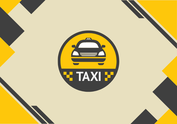 Sarı ve siyah renklerde tasarlanmış taksi logosu. Ortasında taksi simgesi ve altında “TAXI” yazısı bulunan modern bir grafik.